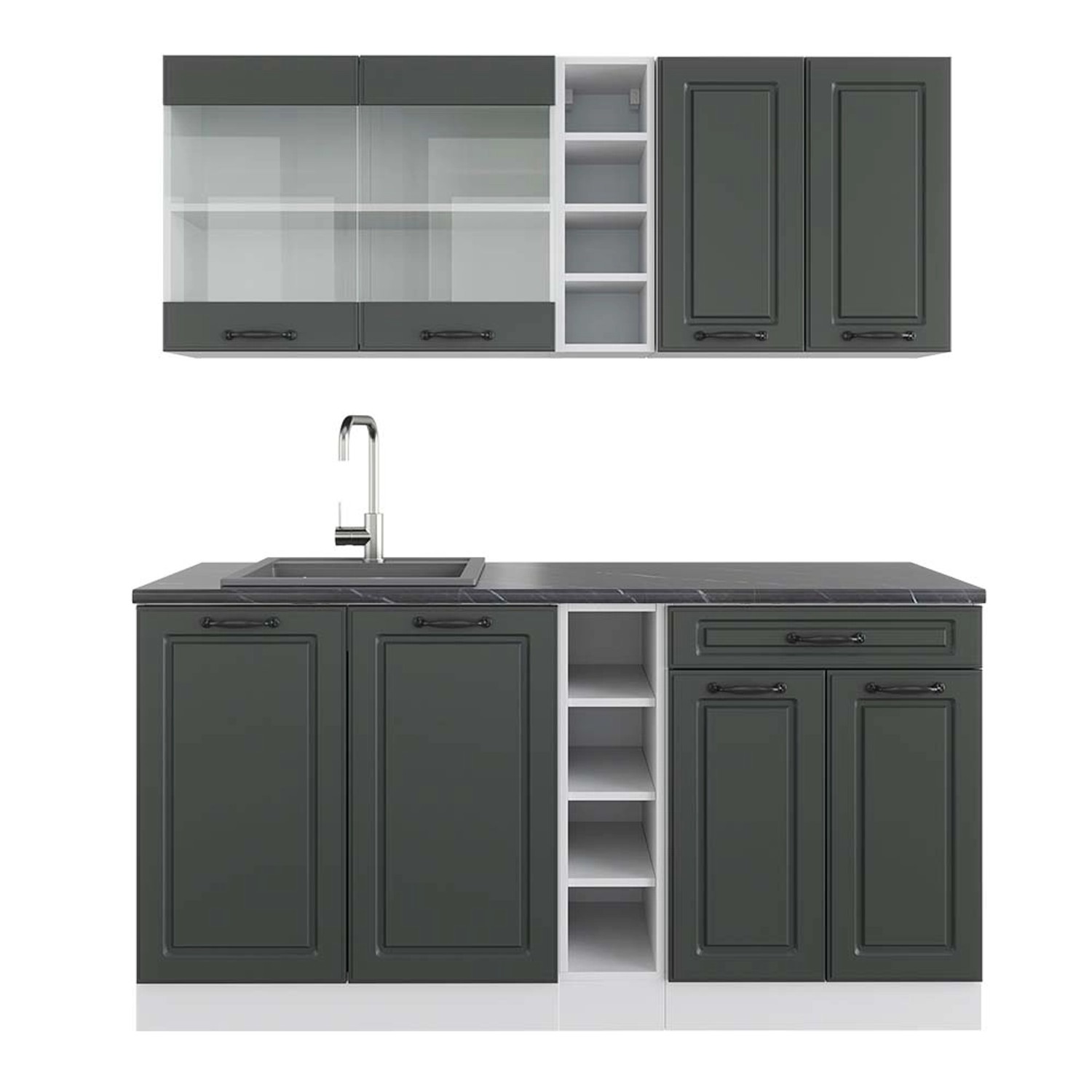 Vicco R-Line Singleküche Anthrazit Landhaus/Weiß 160 cm AP Anthrazit Vicco R-Line Singleküche Anthrazit Landhaus/Weiß 160 cm AP Anthrazit von Vicco