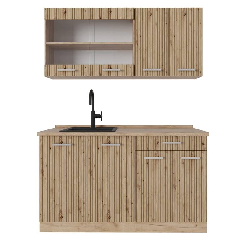 Vicco R-Line Singleküche Artisan-Eiche/Goldkraft Eiche 140 cm ohne Arbeitsplatte von Vicco