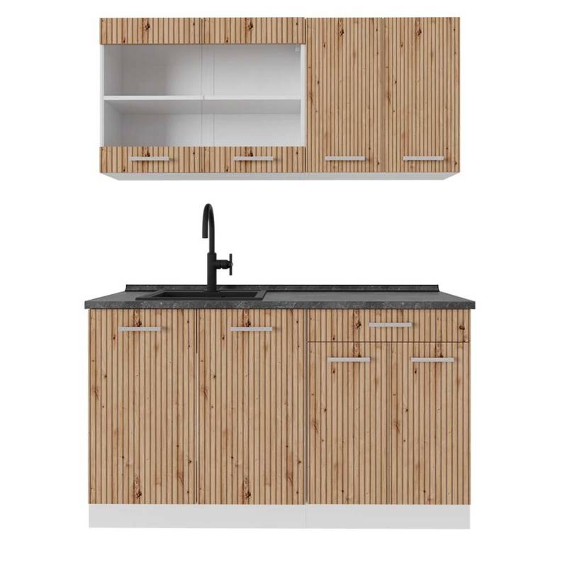Vicco R-Line Singleküche Artisan Eiche/Weiß 140 cm AP Anthrazit von Vicco