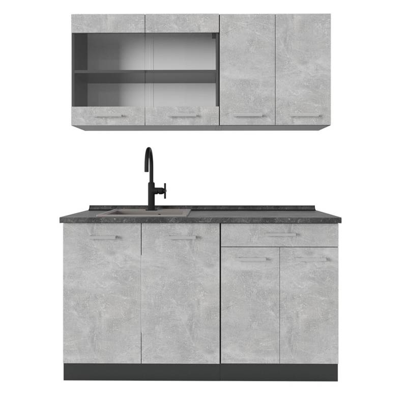 Vicco R-Line Singleküche Beton/Anthrazit 140 cm AP Anthrazit von Vicco