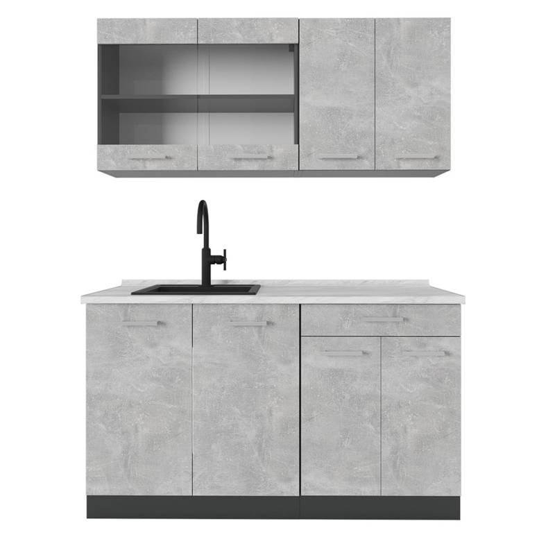 Vicco R-Line Singleküche Beton/Anthrazit 140 cm AP Marmor von Vicco