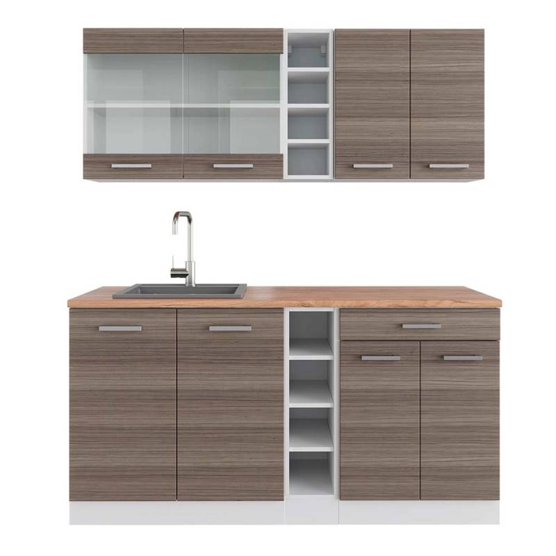Vicco R-Line Singleküche Edelgrau/Weiß 160 cm AP Eiche von Vicco