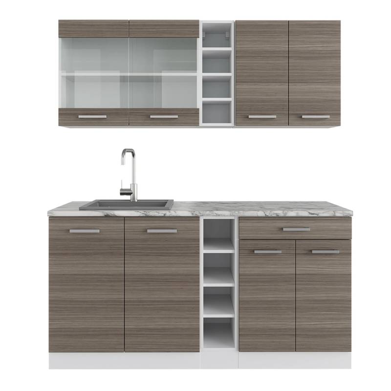 Vicco R-Line Singleküche Edelgrau/Weiß 160 cm AP Marmor von Vicco
