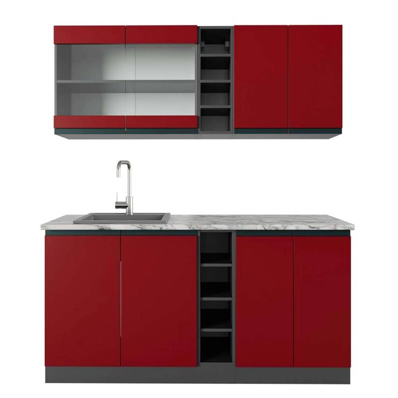 Vicco R-Line Singleküche Rot/Anthrazit 160 cm AP Marmor von Vicco