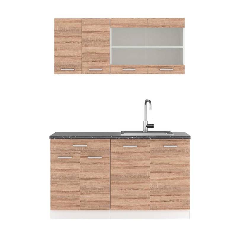Vicco R-Line Singleküche Sonoma/Weiß 140 cm AP Anthrazit von Vicco