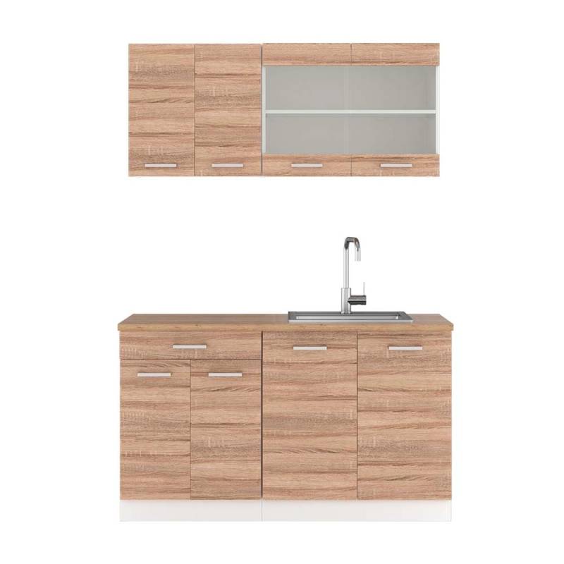 Vicco R-Line Singleküche Sonoma/Weiß 140 cm AP Eiche von Vicco