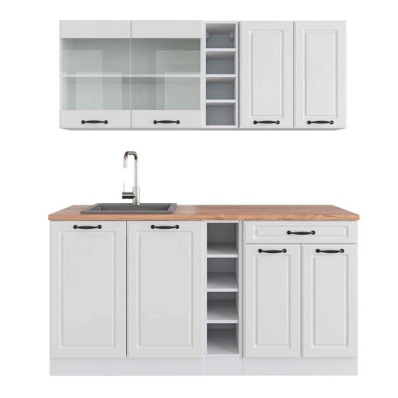 Vicco R-Line Singleküche Weiß Landhaus/Weiß 160 cm AP Eiche von Vicco