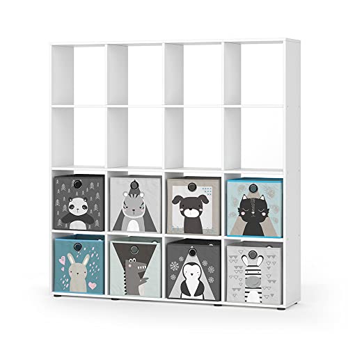 Vicco Kinderregal Weiß Karree mit 8 Faltboxen - 139x143x29 cm gefertigt aus Spanplatte - Bücherregal perfekt fürs Kinderzimmer, praktische Aufbewahrung für Bücher und Spielzeug Vicco Kinderregal Weiß Karree mit 8 Faltboxen - 139x143x29 cm gefertigt aus Spanplatte - Bücherregal perfekt fürs Kinderzimmer, praktische Aufbewahrung für Bücher und Spielzeug von Vicco