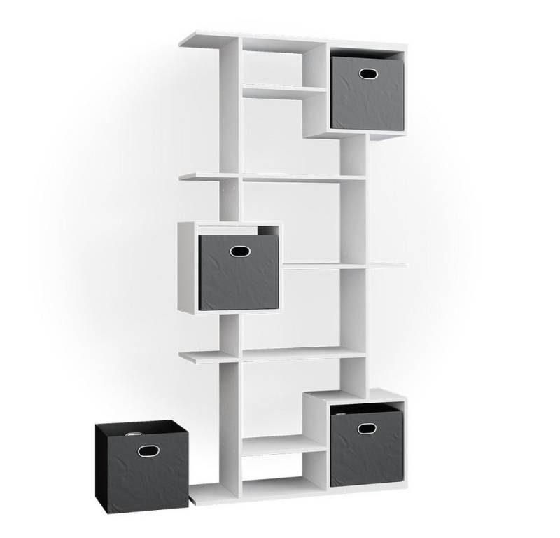 Vicco Raumteiler Cube, Weiß, 92 x 187.5 cm mit 2 Faltboxen von Vicco