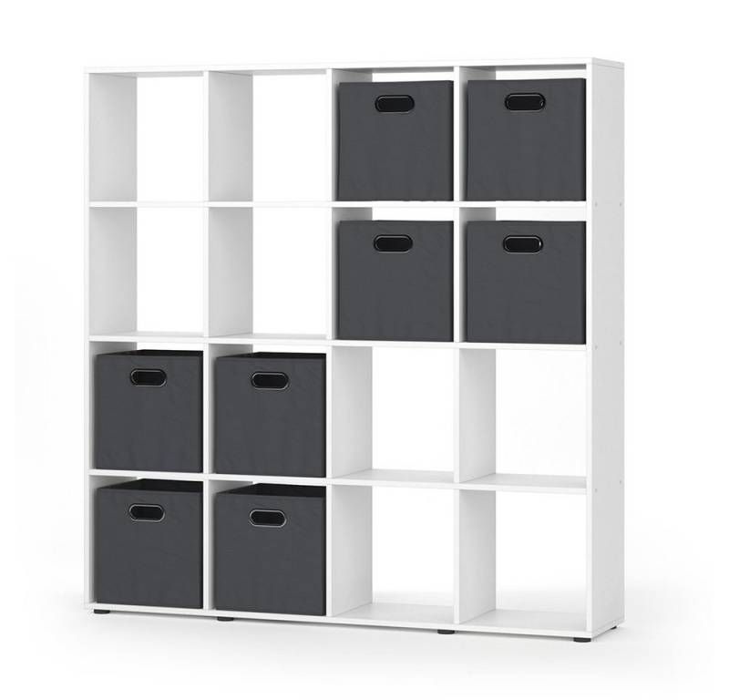 Vicco Raumteiler Karree, Weiß, 138.5 x 142.5 cm mit 4 Faltboxen von Vicco