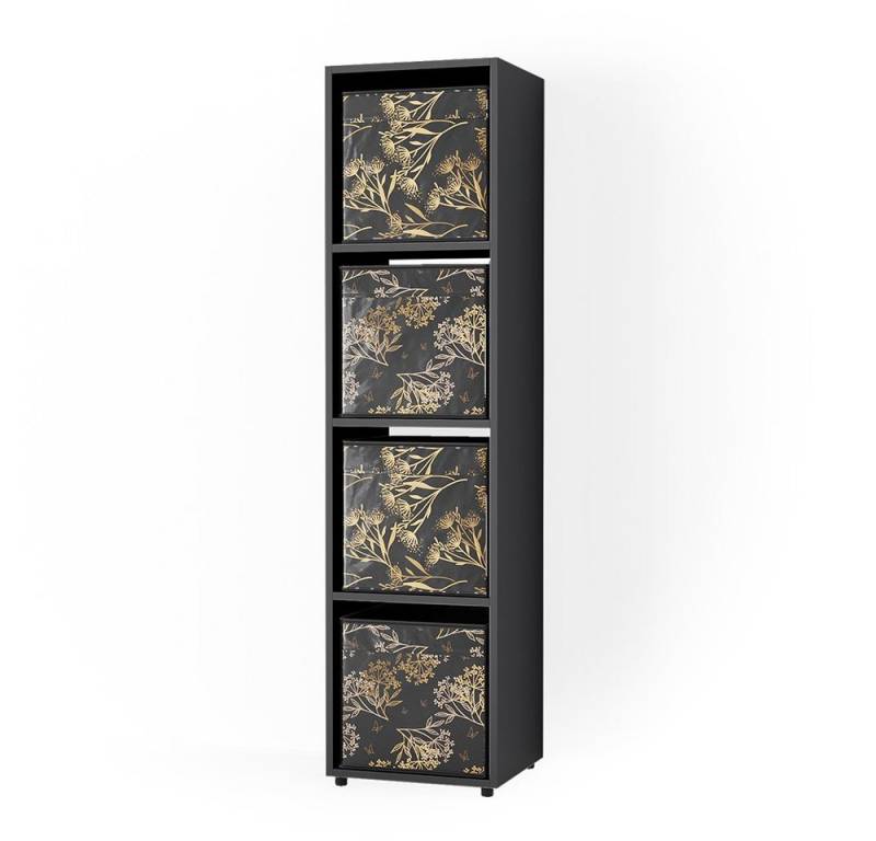 Vicco Raumteiler Ludus, Schwarz, 144.5 x 35.7 cm mit 2 Faltboxen opt.1 von Vicco