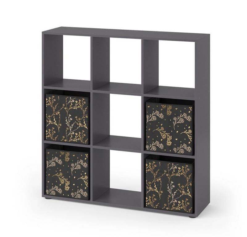 Vicco Raumteiler Nove, Schwarz, 104 x 108 cm mit 4 Faltboxen opt.2 von Vicco