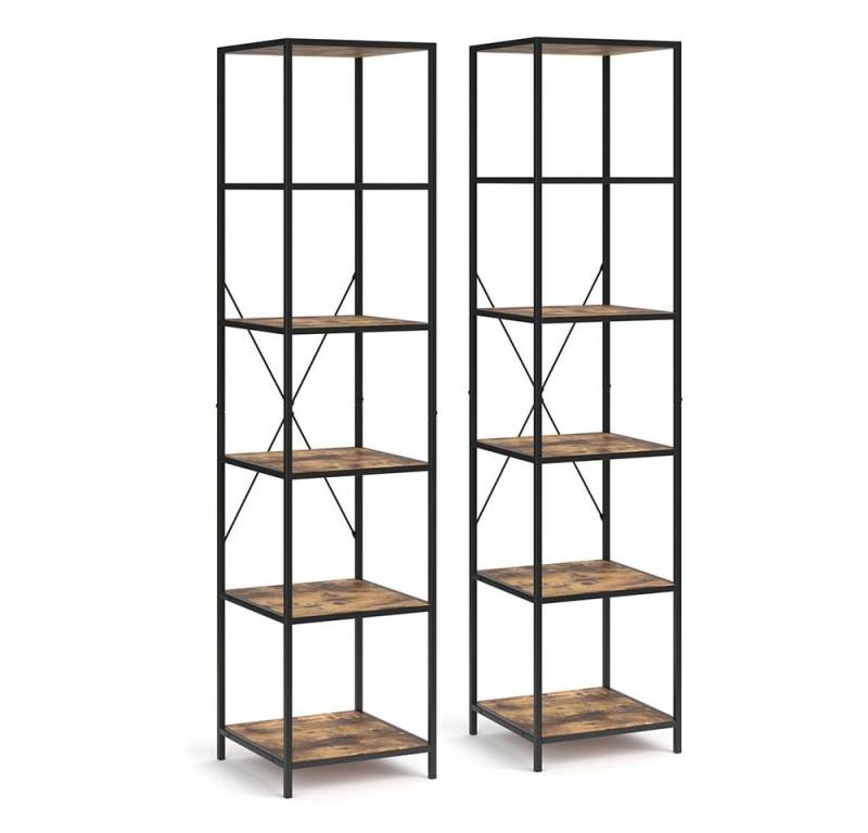 Vicco Raumteilerregal Fyrk, Eiche rustikal/Schwarz, 40 x 174 cm 2er Set von Vicco