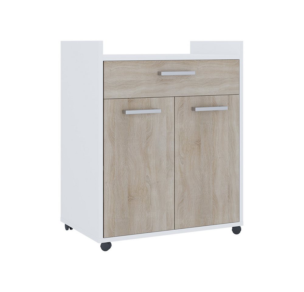 Vicco Rollcontainer Ansel, Weiß/Sonoma, 60 x 40 cm mit Schubladen Vicco Rollcontainer Ansel, Weiß/Sonoma, 60 x 40 cm mit Schubladen von Vicco