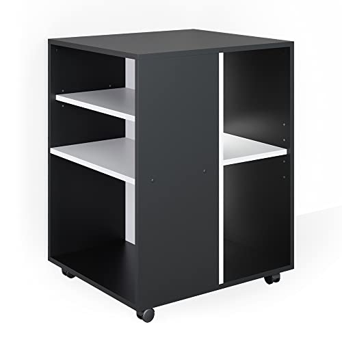 Vicco Rollcontainer, Beistelltisch mit Rollen, Anthrazit/Weiß, 59 x 53 cm von Vicco