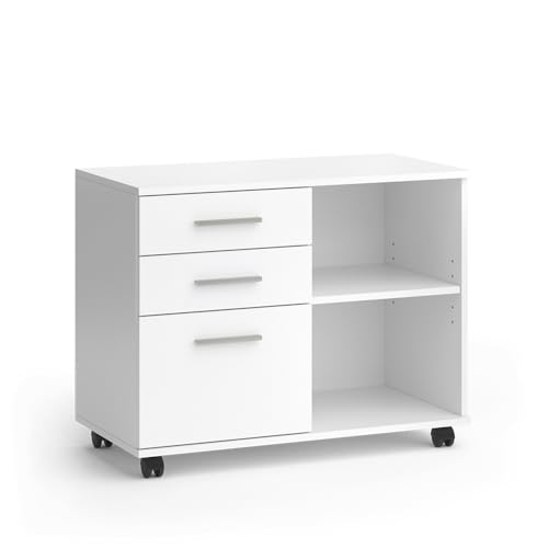 Vicco Rollcontainer DELF, Beistelltisch mit Rollen, Weiß, 80 x 40 cm mit 3 Schubladen Vicco Rollcontainer DELF, Beistelltisch mit Rollen, Weiß, 80 x 40 cm mit 3 Schubladen von Vicco