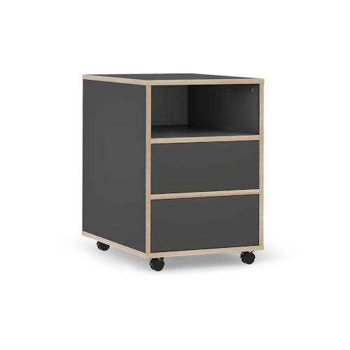 Vicco Rollcontainer Tetrix, Anthrazit, 42 x 55 cm mit Regalen und 2 Schubladen von Vicco