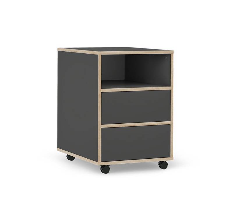 Vicco Rollcontainer Tetrix, Anthrazit/Nordik, 42 x 55 cm mit Regalen und 2 Schubladen von Vicco