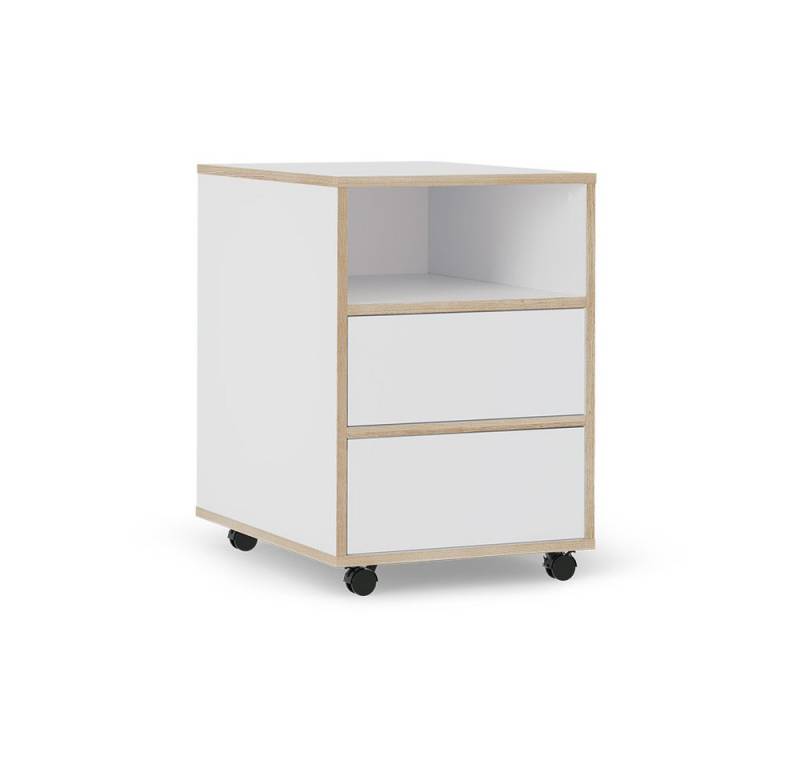 Vicco Rollcontainer Tetrix, Weiß/Nordik, 42 x 55 cm mit Regalen und 2 Schubladen von Vicco