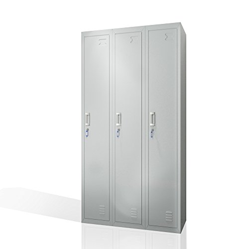 Vicco Schließfachschrank, Metallspind, Grau, 90 x 180 cm 3 Fächer von Vicco