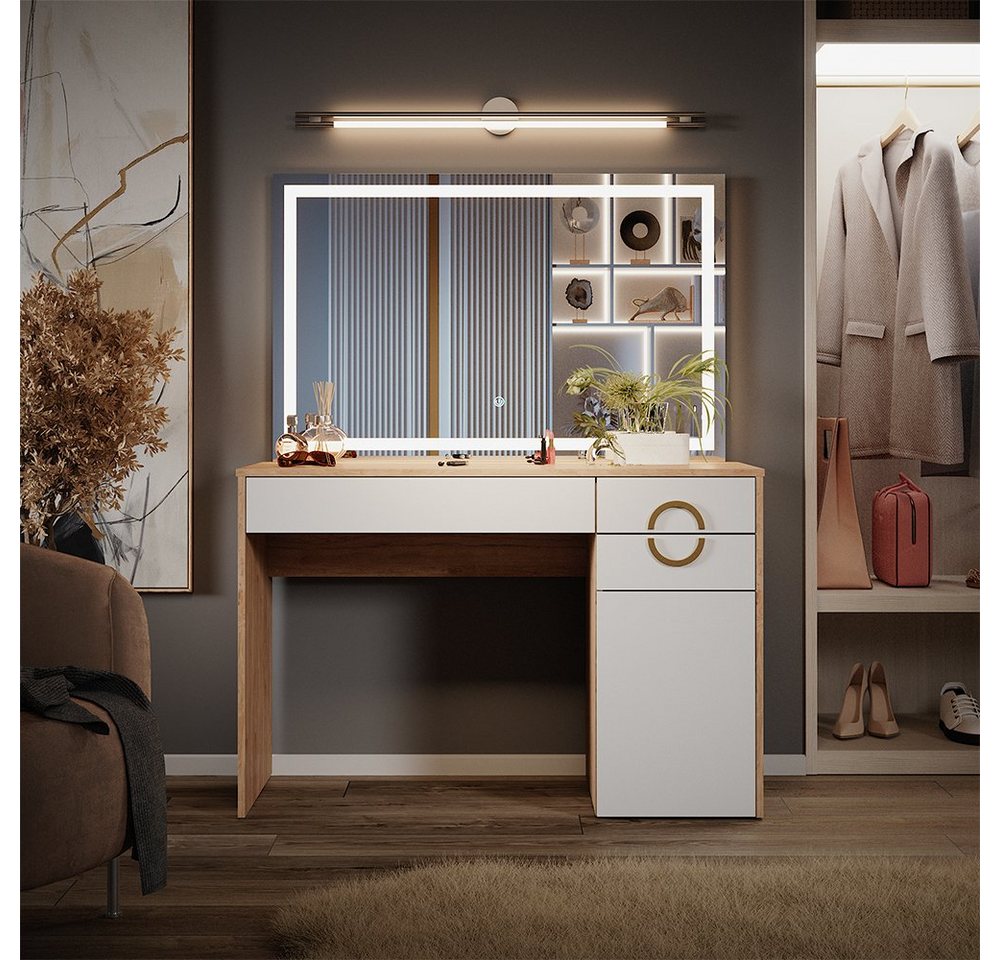Vicco Schminktisch Adela, Weiß/Natural Rockford Hickory, mit LED-Spiegel Vicco Schminktisch Adela, Weiß/Natural Rockford Hickory, mit LED-Spiegel von Vicco