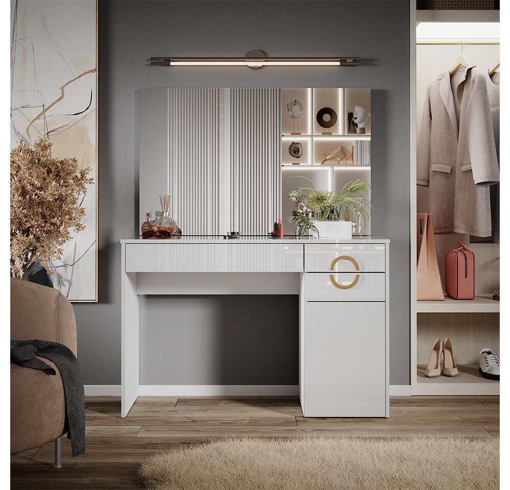 Vicco Schminktisch Adela, Weiß Hochglanz, 115 cm mit Spiegel Vicco Schminktisch Adela, Weiß Hochglanz, 115 cm mit Spiegel von Vicco