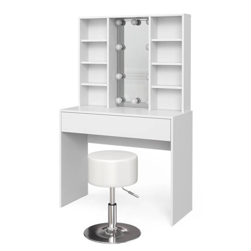 Vicco Schminktisch Alexa Weiß 93 cm mit LED Beleuchtung und Hocker von Vicco