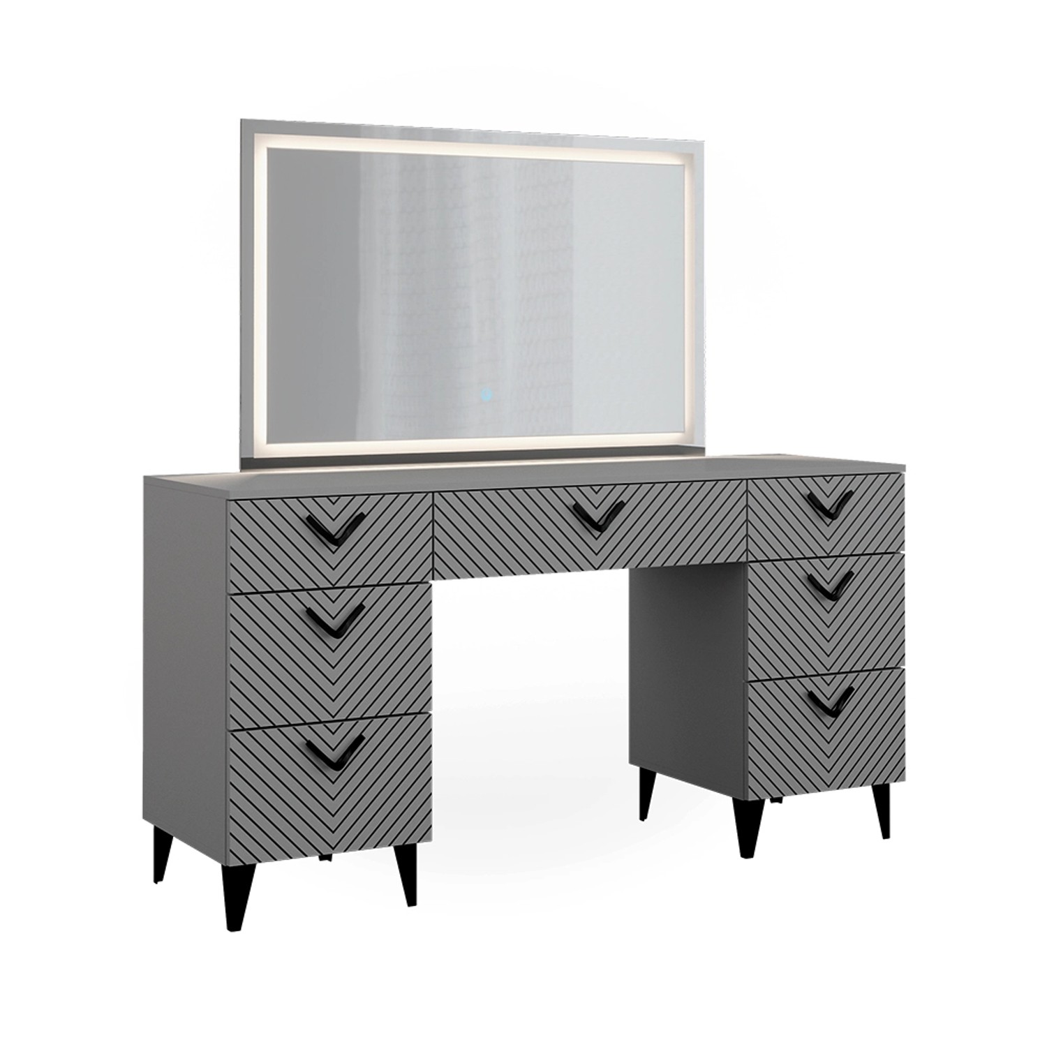 Vicco Schminktisch Anett Grau 150 cm mit LED-Spiegel Vicco Schminktisch Anett Grau 150 cm mit LED-Spiegel von Vicco