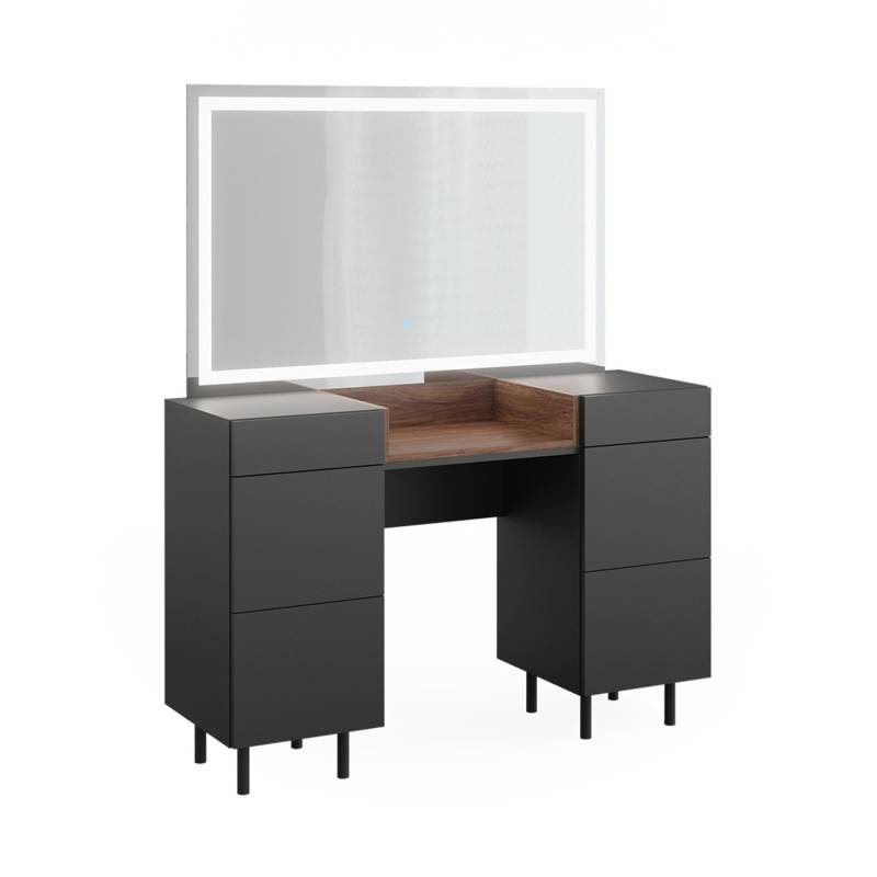 Vicco Schminktisch Anika Anthrazit/Nussbaum 120 cm mit LED-Spiegel Vicco Schminktisch Anika Anthrazit/Nussbaum 120 cm mit LED-Spiegel von Vicco