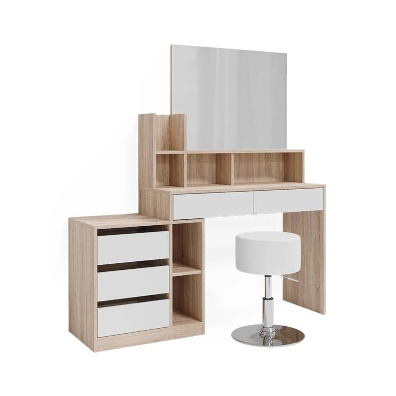 Vicco Schminktisch Anja Weiß/Sonoma/Sonoma 140 cm mit Hocker von Vicco