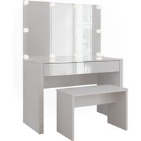 Vicco - Schminktisch Annabelle, Weiß Hochglanz/Weiß, 110 cm mit LED-Beleuchtung und Bank von Vicco