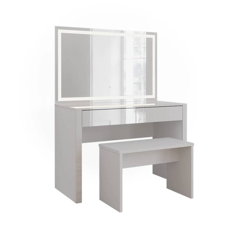 Vicco Schminktisch Annabelle Weiß Hochglanz/Weiß 110 cm mit LED-Spiegel und Bank von Vicco