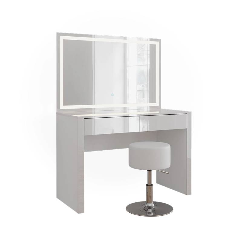 Vicco Schminktisch Annabelle Weiß Hochglanz/Weiß 110 cm mit LED-Spiegel und Hocker von Vicco