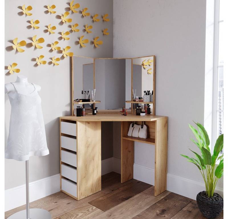 Vicco Schminktisch Arielle, Eiche/Weiß, 110 cm Vicco Schminktisch Arielle, Eiche/Weiß, 110 cm von Vicco