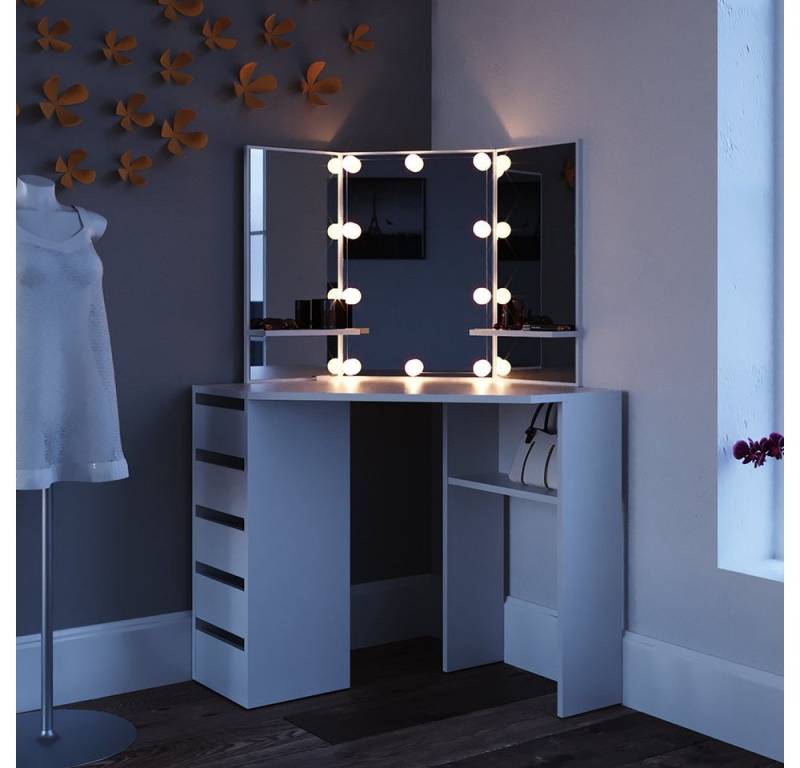 Vicco Schminktisch Arielle, Weiß, 110 cm mit LED Beleuchtung Vicco Schminktisch Arielle, Weiß, 110 cm mit LED Beleuchtung von Vicco