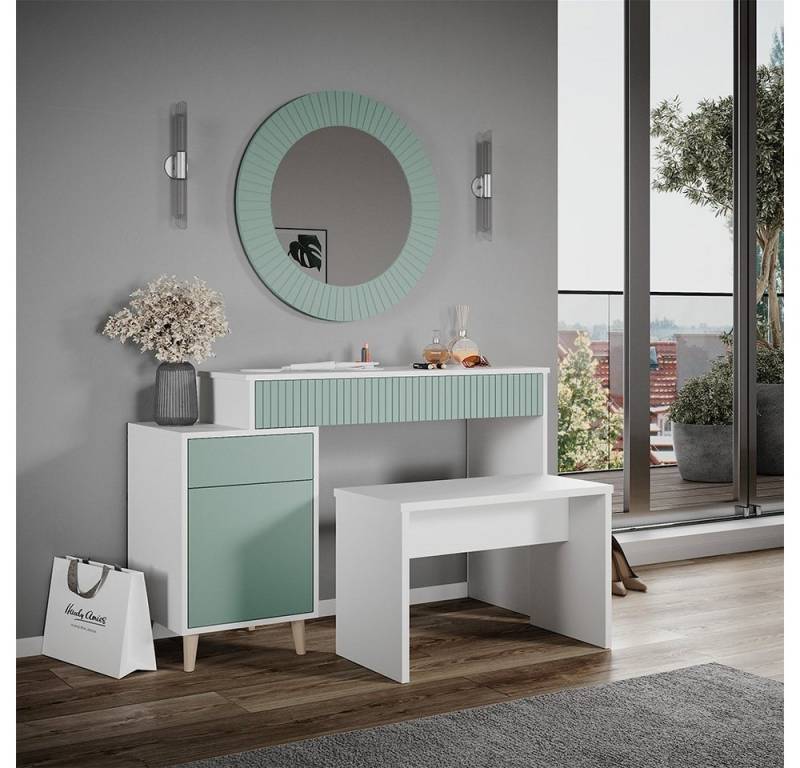 Vicco Schminktisch Arles, Weiß/Grün, 120 cm mit Bank von Vicco
