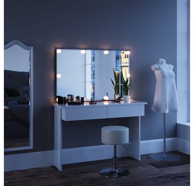 Vicco Schminktisch Azur, Weiß, 120 cm mit LED Beleuchtung von Vicco