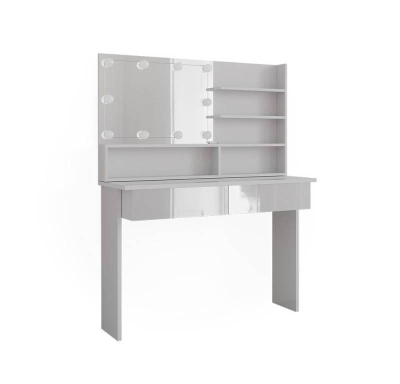 Vicco Schminktisch Azur, Weiß/Weiß Hochglanz, 120 cm mit LED Beleuchtung von Vicco