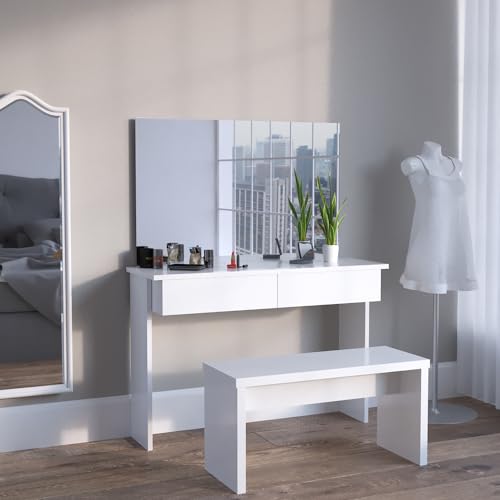 Vicco Schminktisch Azur, Kosmetiktisch mit Spiegel, Weiß, 120 cm ohne Spiegel, mit Bank Vicco Schminktisch Azur, Kosmetiktisch mit Spiegel, Weiß, 120 cm ohne Spiegel, mit Bank von Vicco