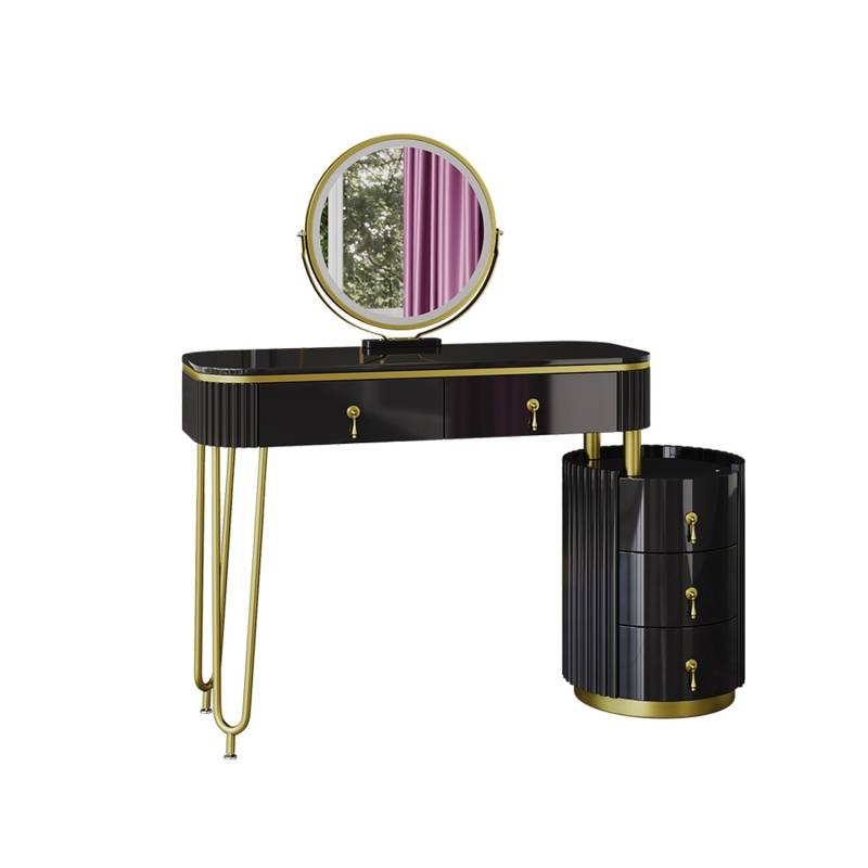 Vicco Schminktisch Charlène Schwarz 100 cm mit LED-Spiegel von Vicco