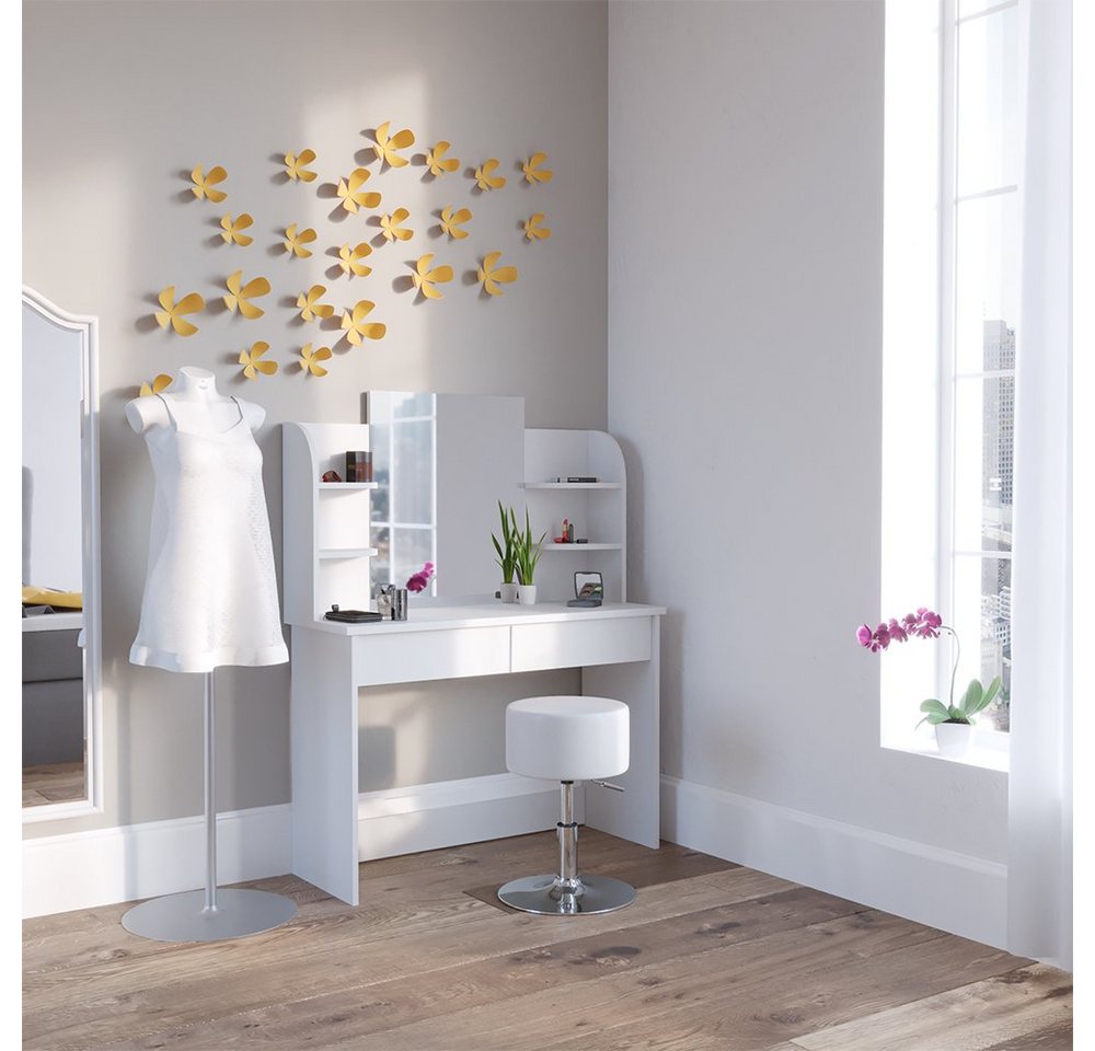 Vicco Schminktisch Charlotte, Weiß, 108 cm mit Stuhl Vicco Schminktisch Charlotte, Weiß, 108 cm mit Stuhl von Vicco