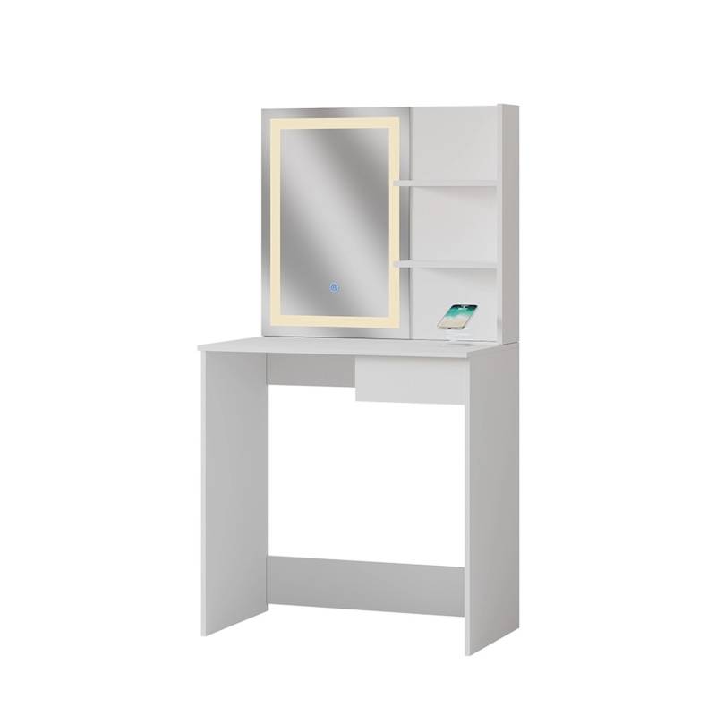 Vicco Schminktisch Dekos Weiß 75 cm mit LED-Spiegel und QI-Ladestation von Vicco