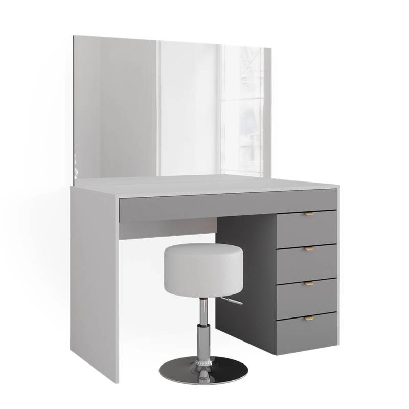 Vicco Schminktisch Elise Weiß/Grau/Grau/Grau 115 cm mit Hocker von Vicco