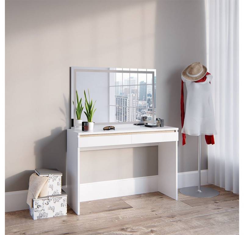 Vicco Schminktisch Emma, Weiß, 120 cm mit LED-Spiegel von Vicco