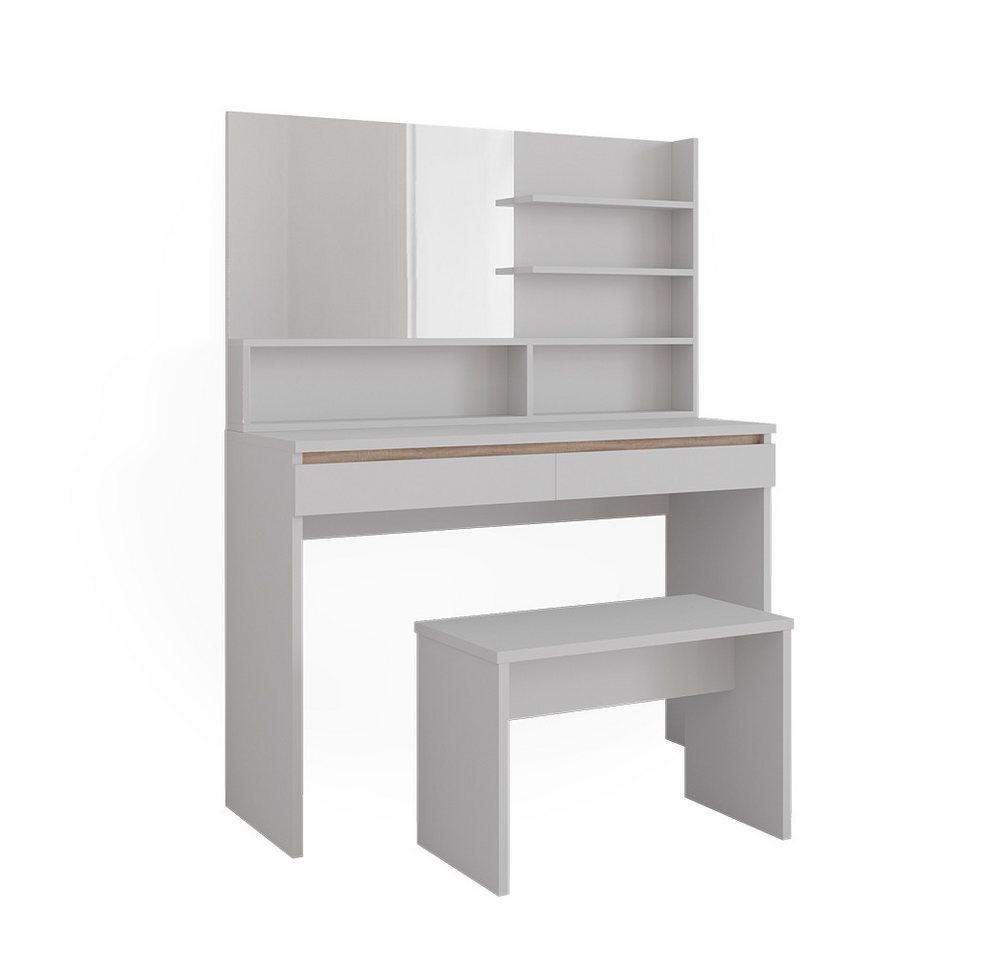 Vicco Schminktisch Emma, Weiß, 120 cm mit Spiegelregal & Bank von Vicco