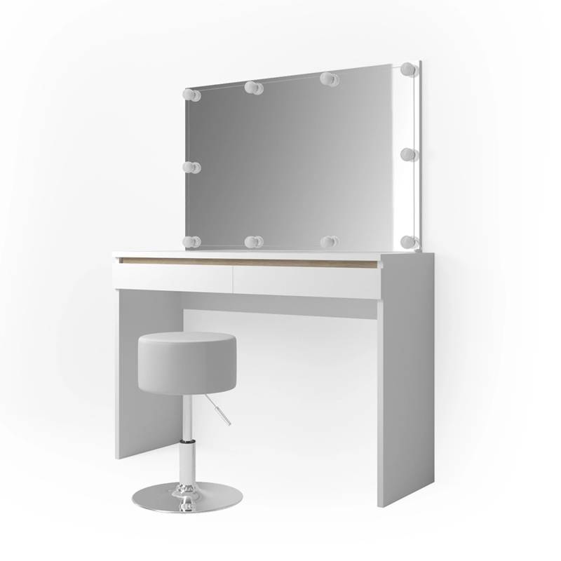 Vicco Schminktisch Emma Weiß 120 cm mit LED Beleuchtung und Hocker von Vicco