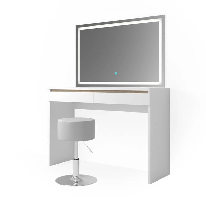 Vicco Schminktisch Emma Weiß 120 cm mit LED-Spiegel und Hocker von Vicco