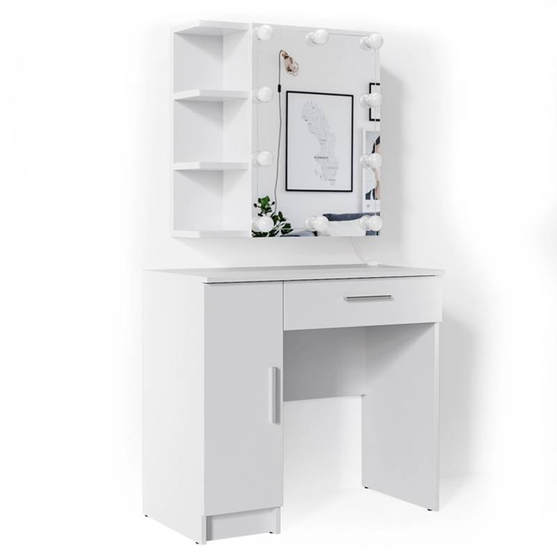 Vicco Schminktisch Fynnia Weiß 80.2 cm mit LED Beleuchtung von Vicco