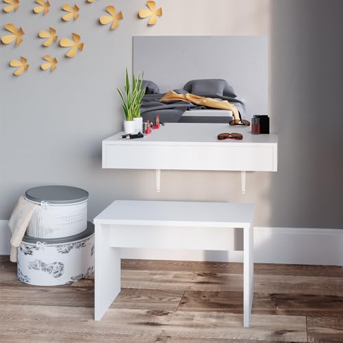 Vicco Sitzbank, Kosmetiktisch-Hocker, Weiß, 70 cm für Schminktisch von Vicco