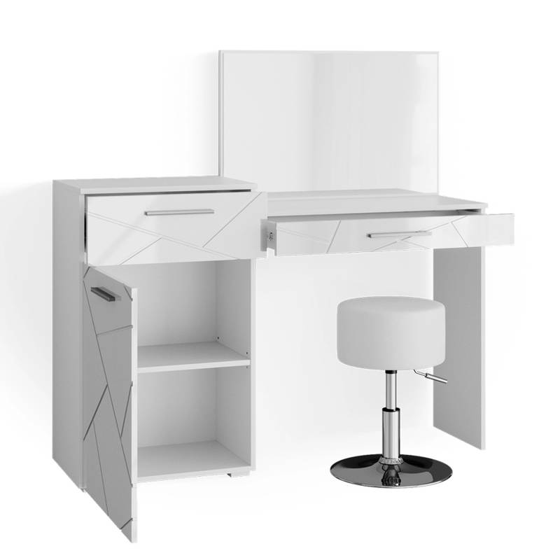 Vicco Schminktisch Irma Weiß 39 cm mit Hocker Opt 2 von Vicco